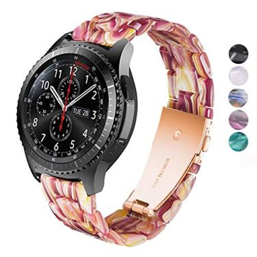 Imagem de SPINYE Pulseira de substituição compatível com Galaxy Watch de 46 mm, resina colorida de 22 mm com fivela de metal para Samsung Gear S3 Frontier/Classic/Huawei Watch GT2 de 46 mm, feminino e masculino