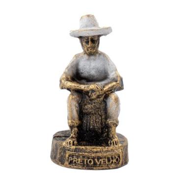 Imagem de Escultura Preto Velho Branco Vintage em Resina 8 cm - META ATACADO
