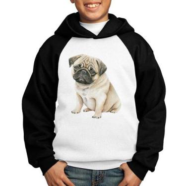 Imagem de Moletom Infantil Cachorro Pug - Foca na Moda, Branco, Preto, 14