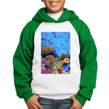 Imagem de Moletom Infantil Fundo do Mar - Foca na Moda, Branco, Verde, 6