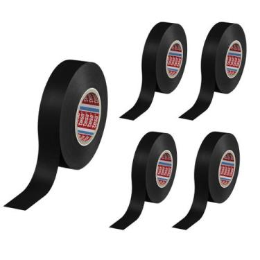 Imagem de Kit 5 Fita Isolante Anti Chamas 105C Alta Durabilidade 33m X 19mm Tesa