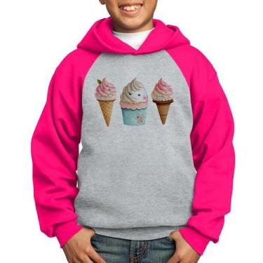 Imagem de Moletom Infantil Unicórnio Sorvete - Foca na Moda, Cinza, Rosa, 8