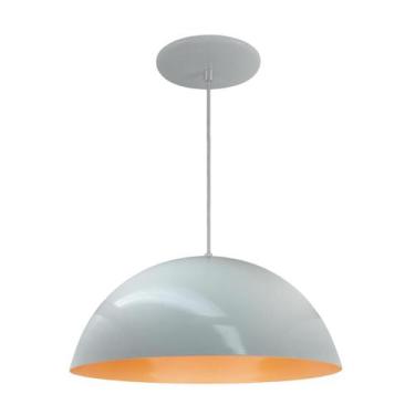 Imagem de Luminária Pendente Meia Lua 34cm Com Interior Laranja Fiação 110/220v 