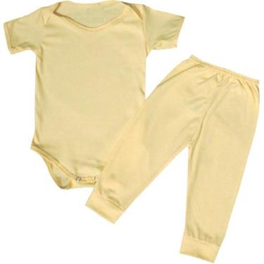 Imagem de Kit Roupa De Bebe 2 Peças Body Manga Curta E Mijão Algodão - Del Franc