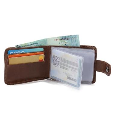 Imagem de Carteira Masculina em Couro Fecho de Botão Com Porta Cartão e CNH Envi