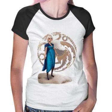 Imagem de Baby Look Raglan Daenerys Targaryen Art - Foca na Moda, Branco, Preto,