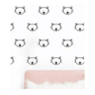 Imagem de Adesivo De Parede Decoração Quarto Sala Gatos Animais - pinkie