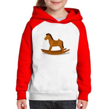 Imagem de Moletom Infantil Cavalinho De Pau - Foca na Moda, Branco, Vermelho, 10