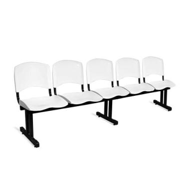 Imagem de Longarina Plástica 5 Lugares A/E Branco Lara - Shop Cadeiras