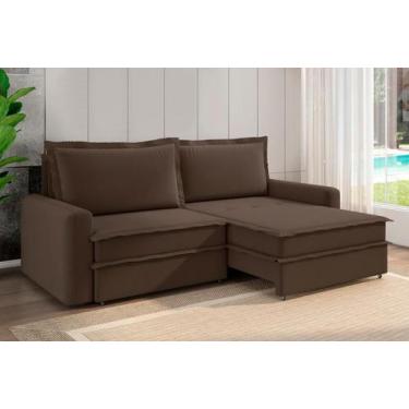 Imagem de Sofá Vira Cama Veronica 2,10m Retrátil/Reclinável Bipartido Suede Marr