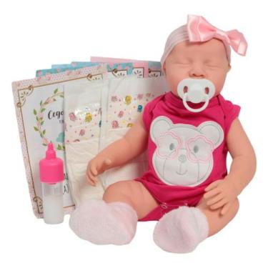 Imagem de Bebê Reborn Careca Articulada Com Lindo macacâo + Acessórios - Cegonha