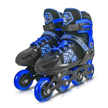 Imagem de Patins Roller Ajustável Inline Azul Para Meninos Esporte Infantil Tama