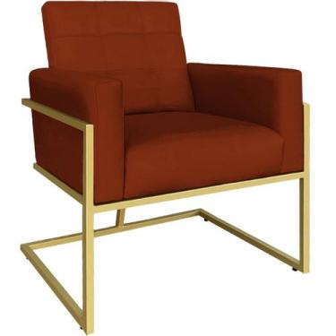 Imagem de 1 Poltrona Base de Ferro Dourado Cadeira para Sala de Espera Recepção 