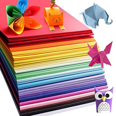 Imagem de Papel de origami, pacote com 200 folhas – 20 cores vivas – dupla face – quadrado de 15 cm, papel dobrável fácil para crianças, adultos, iniciantes, treinamento, projetos de artes e artesanato.