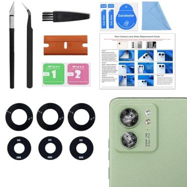 Imagem de Pacote com 3 para substituição de vidro da lente traseira traseira do Moto Edge 40, lente da câmera traseira do celular para Moto Edge 40 XT2303, manual de instruções incluído, kit de ferramentas