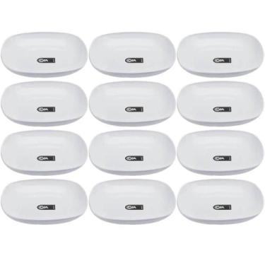 Imagem de Kit 12 Pratos Brancos Quadrados  17cm Coza Plástico Bandeja