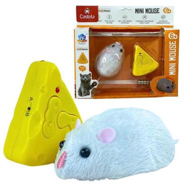 Imagem de Rato Branco Brinquedo Interativo Para Gatos Movimento Controle Remoto 