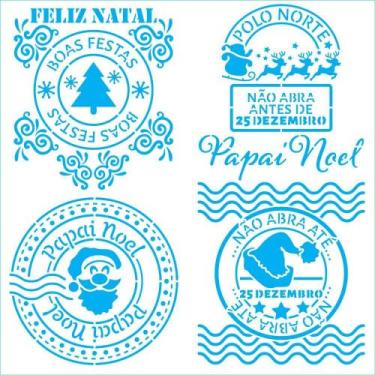 Imagem de Stencil Natal Litoarte 20 X 20 cm - STXXN - 016 Selos Natalinos