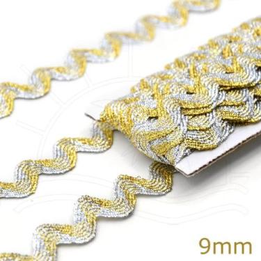 Imagem de Sianinha Mesclada Ouro e Prata Larga 9mm São José - 10 Metros - Elásti