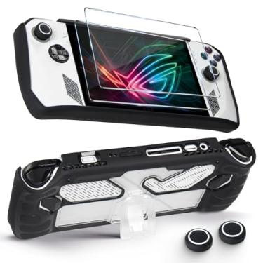 Imagem de CLOKORIA Protective Case Compatible with ASUS Rog Ally 2023,3 in 1 Cover Case for Rog Ally with 2 Tempered Glass Screen Protector and 2 Thumb Grip Caps (Black)