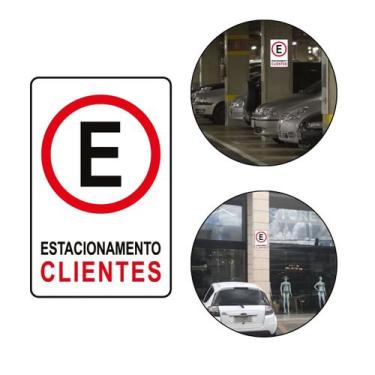 Imagem de Placa Sinalização Vinil PS Estacionamento Clientes 30 x 20cm - Arte Se