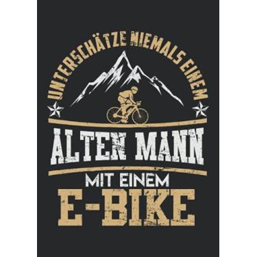 Imagem de Notizbuch A4 liniert mit Softcover Design: Alter Mann E-Bike Geschenk Berge Fahrrad Mountainbike Rad: 120 linierte DIN A4 Seiten