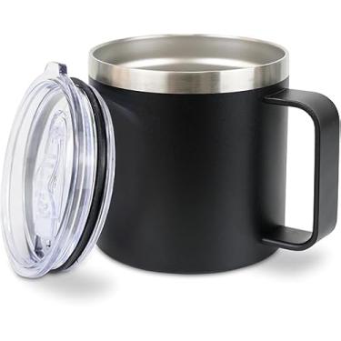 Imagem de Caneca Térmica 450ml de Aço Inoxidável com Tampa Vedada e Alça Confortável Parede Dupla Isolada a Vacuo (Preto)