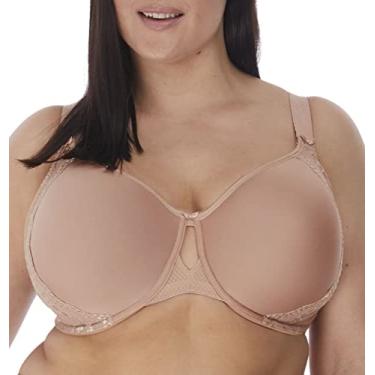 Imagem de Elomi Camiseta feminina Charley com renda floral, tecido espaçador respirável, detalhe de malha diamante. Sutiãs Dd+, Fawn, 44GG