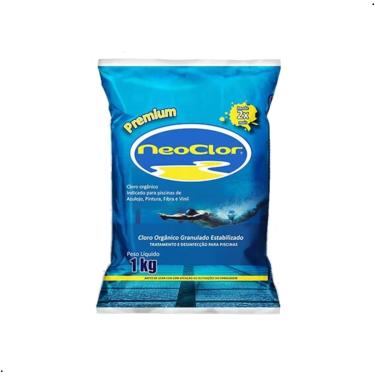 Imagem de Cloro Orgânico Premium Pacote 1Kg Para Limpeza De Piscinas Azulejo Vinil Fibra Neoclor
