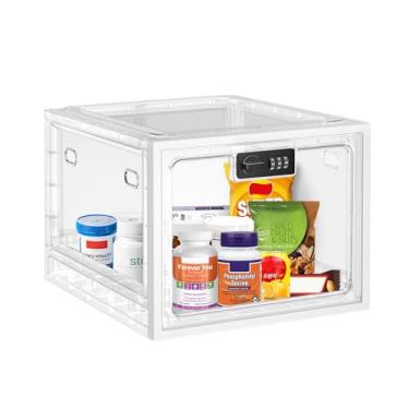 Imagem de Zmains Caixa de bloqueio de medicamentos transparente, caixa de armazenamento de medicamentos com código, cofre de cozinha, caixas com trava para geladeira/lanche, grande armazenamento de bloqueio