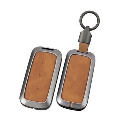 Imagem de HIBEYO Capa de chaveiro compatível com Geely Galaxy L7 2023 L6 MAX 1.5T Plus AIR PRO E5 2014 E8 Acessórios Couro e liga de zinco Smart Remote Control Key Shell Cover-F Type Brown