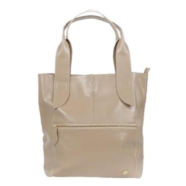 Imagem de Bolsa Feminina Social de Ombro Souli Bolsa de Couro Legitimo | Prática e Elegante - BETANIA COUROS (Nude)
