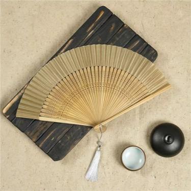 Imagem de 1 ventilador dobrável de osso bambu ventilador dobrável de seda antigo decoração de sala de estar decoração artesanato ornamentos presentes para convidados dança de madeira ventilador portátil