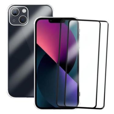 Imagem de Capa Capinha Case Anti Shock Slim Compatível iPhone 13 e 2 Pelicula de Vidro 3d Cobre Toda Tela