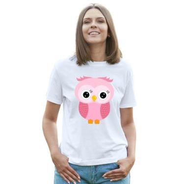 Imagem de Camiseta Coruja Rosa Corujinha Camisa Personalizada Blusa Adulto Algod