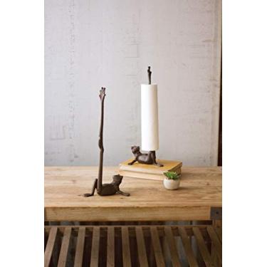 Imagem de KALALOU Porta-toalha de papel sapo de ferro fundido, tamanho único, marrom