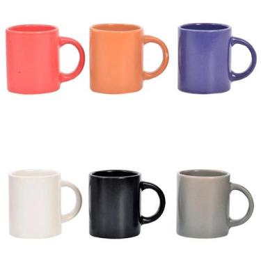 Imagem de Mirna Conjunto com 6 Xícaras Coloridas em Ceramica 80ml - Mai Home / W
