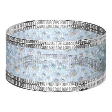 Imagem de 30m Fita De Natal Organza Glitter Aramada 2,5cm Várias Cores - Fitas R