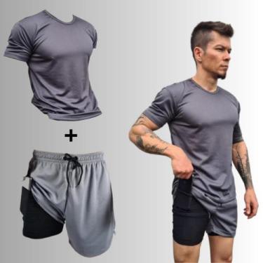 Imagem de Conjunto Academia Short 2 Em 1  Camiseta Dry Fit Masculino - Sem Marca
