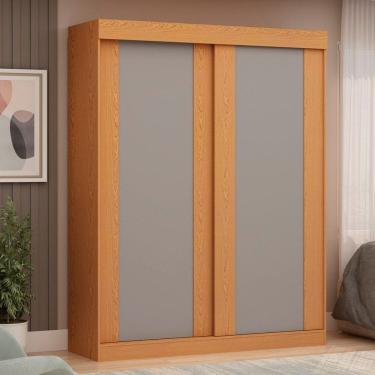 Imagem de Guarda Roupas Roupeiro 2 Portas de Correr Flex 100% MDF Toledo Cinamomo/Off White/Cinza