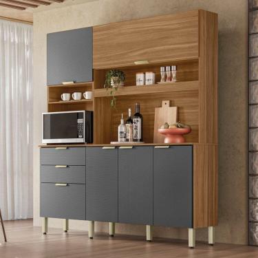 Imagem de Kit Cozinha 6 Portas e 2 Gavetas Suprema Yescasa Amêndola/Grafito Prime TX