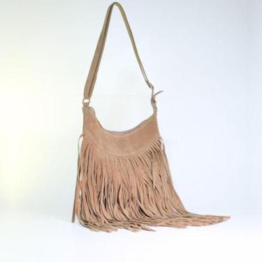 Imagem de Bolsa de Camurça com Franja Estilo Boho - BAUARTE, Bege