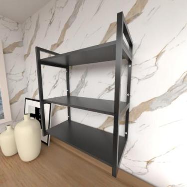 Imagem de Prateleira industrial com três níveis cor preto 68x30x60 - E-nichos