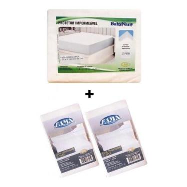 Imagem de Capa Protetora Colchão Queen Impermeável  C/ 2 Fronhas Zíper - Baby Na