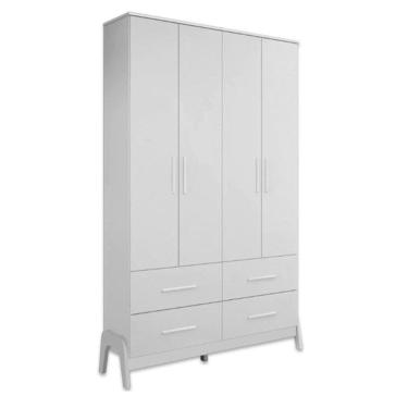 Imagem de Guarda Roupa Infantil Peroba Guti Retro 4 Portas Liso Branco