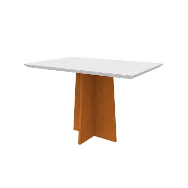 Imagem de Mesa de Jantar Retangular com Tampo de Vidro Anitta Off White e Ype 120 cm