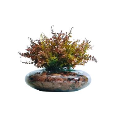 Imagem de Arranjo De Flores Artificiais Samambaia Real Terrário Vidro