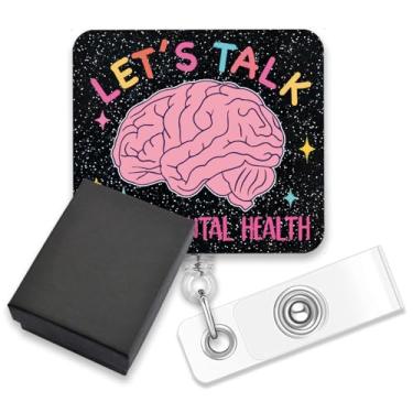 Imagem de AGMDESIGN Let's Talk About Mental Health Carretel de crachá engraçado retrátil clipe jacaré, presentes de crachá de saúde mental, presentes de carretel de crachá para conselheiro, médico, enfermeira