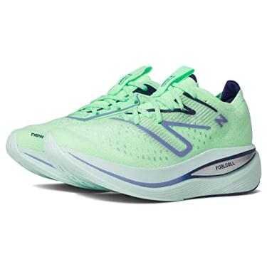 Imagem de New Balance Tênis de corrida feminino FuelCell Supercomp Trainer V2, Primavera vibrante Glo/Surfe Claro/Violeta Vibrante, 6.5