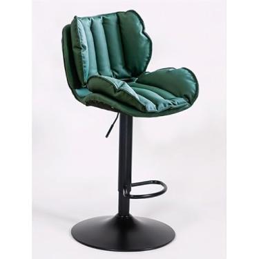 Imagem de Bar Stools Swivel Kitchen Barstools With Back,Leather Counter Height Bar Stools With Footrest, High Stool Lift Swivel Height Adjustable Counter Chairs For Bar, Home And Restaurants(Dark Green,Spray Bl